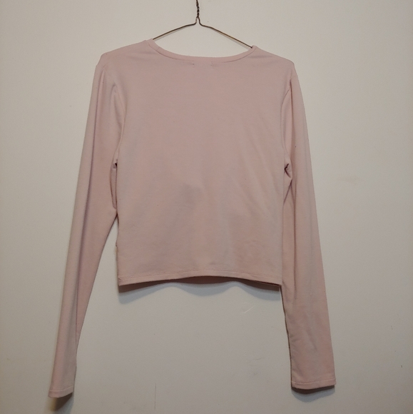 Twisted Pink Crop, Long Sleeve Top - Picture 2 of 2